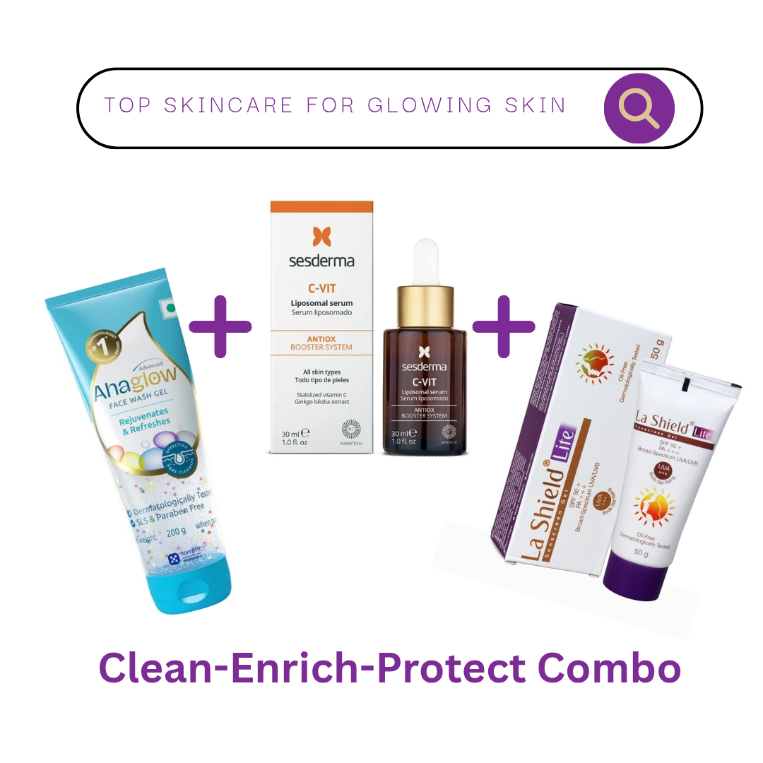Radiant Glow & Protection Skincare Combo | Vitamin C Serum, Face Wash & Sunscreen
